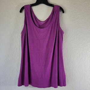 NWOT Eileen Fisher Women's Purple Scoop Neck Tank Top 1X Sleeveless 100% Linen